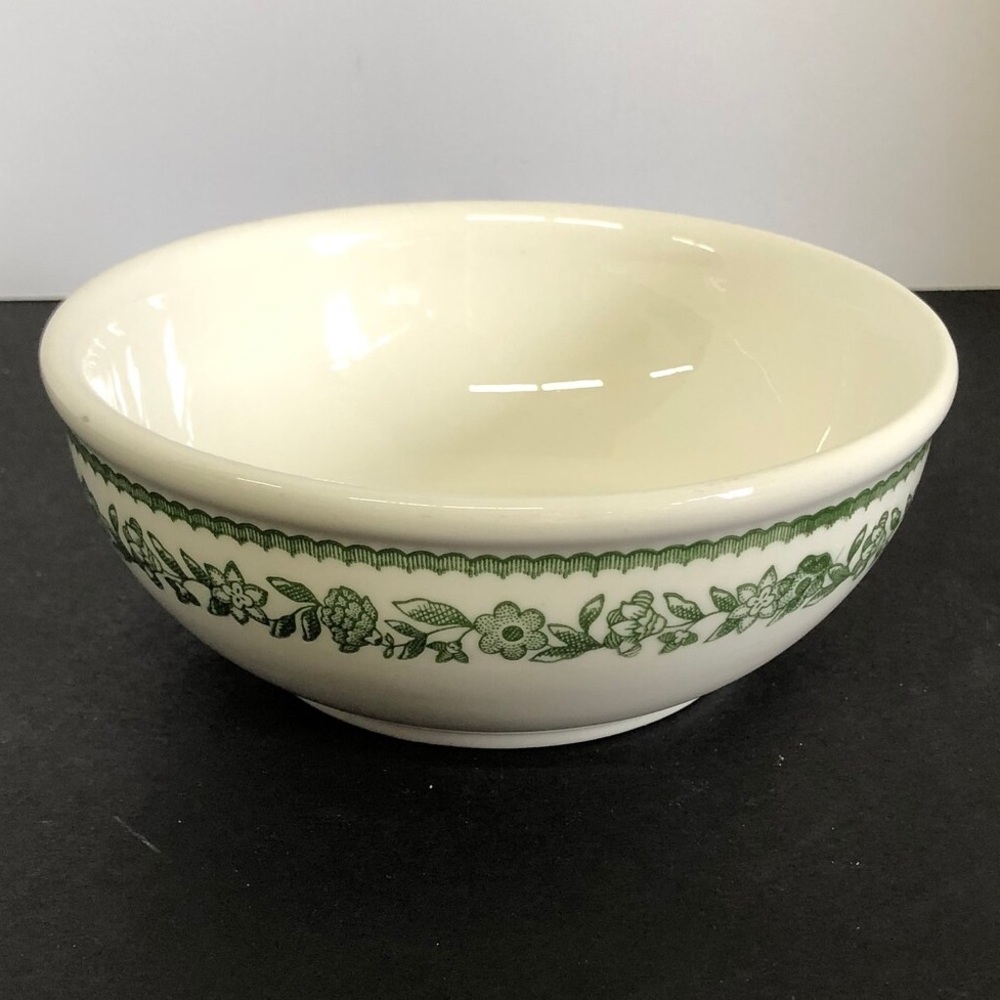 Buffalo China Vintage Green Floral trim small bowl